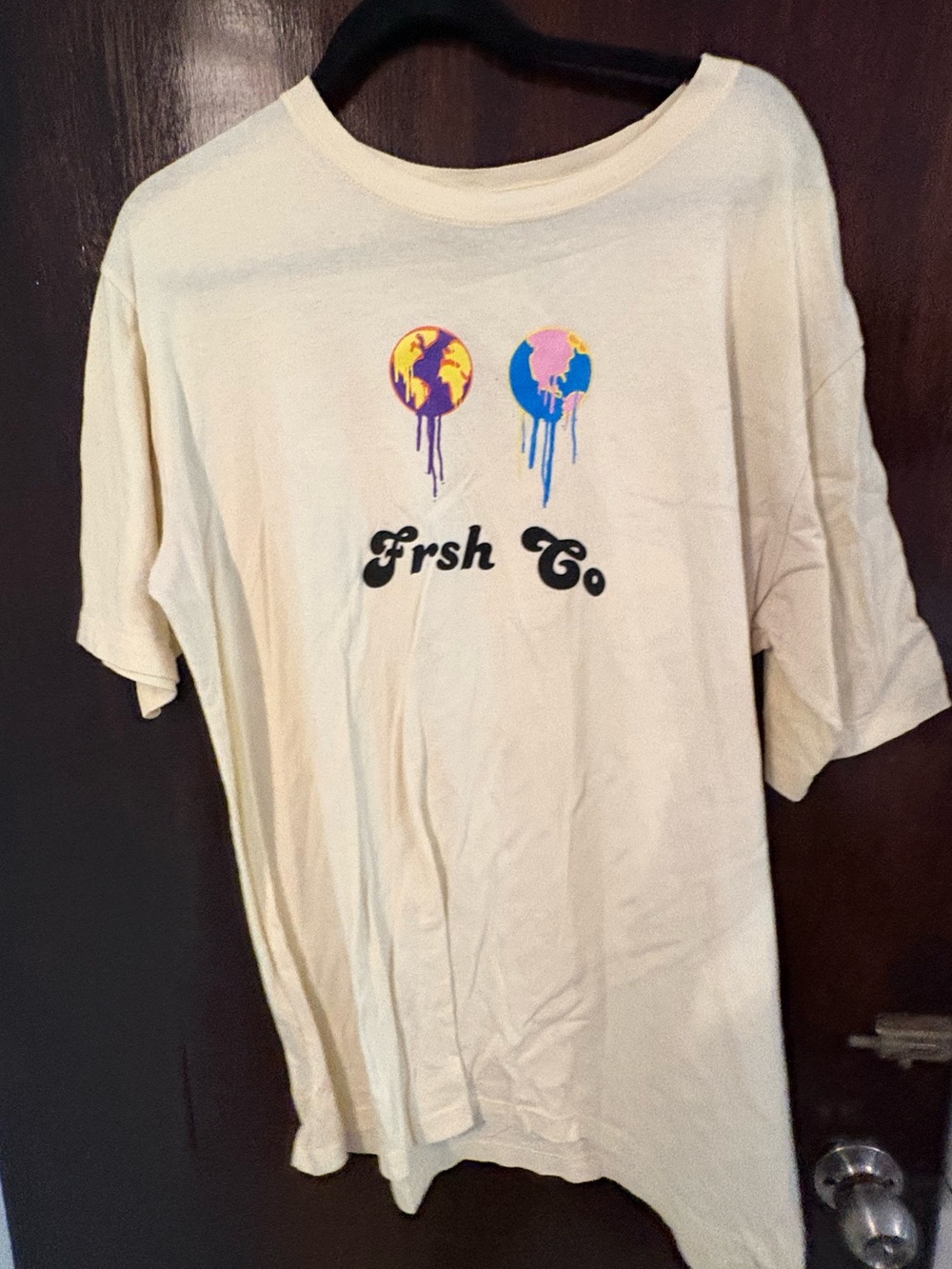 Bundle 3 for $25. fresh Cream Short-Sleeve Tee with Colorful Drip Globe Graphics